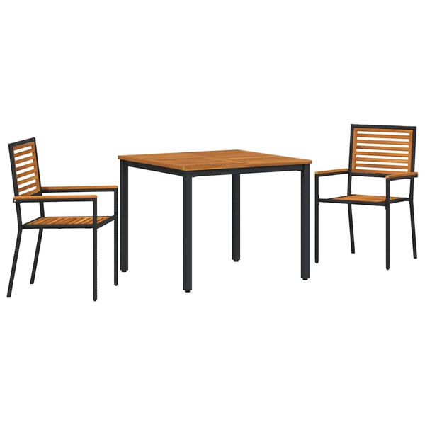 vidaXL Garden Dining Set 3 pcs Black and Brown Poly Rattan