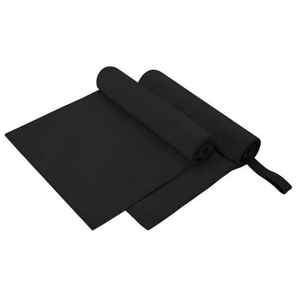 vidaXL Sports Towels 2 pcs Black 100 x 50 cm Polyester and polyamide
