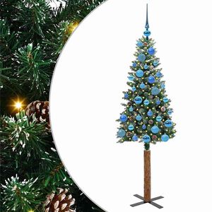 vidaXL Slim Christmas Tree Green 150 cm PVC and Solid Pine wood