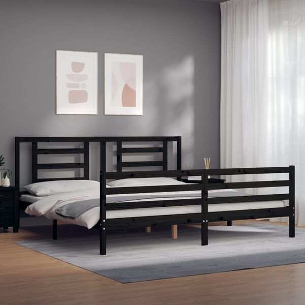 vidaXL Bed Frame without Mattress Black 200x200 cm Solid Wood