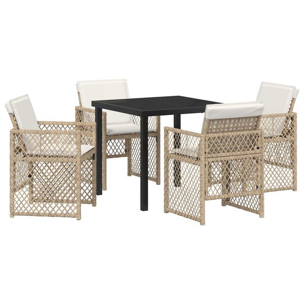 vidaXL Garden Dining Set 5 pcs Beige Poly Rattan