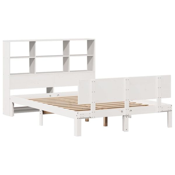 vidaXL Bookcase Bed without Mattress White 120x190 cm Small Double Solid Wood Pine