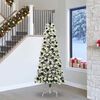 vidaXL Artificial Hinged Christmas Tree Green and White 240 cm