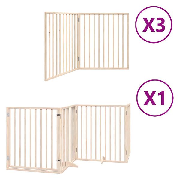 vidaXL Dog Gate with Door Foldable 10 Panels 800 cm Poplar Wood