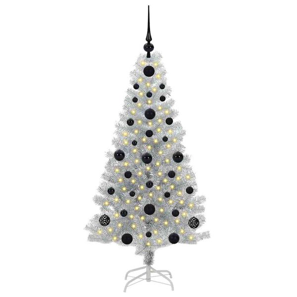 vidaXL Christmas Tree with 150 LEDs with Stand Silver 120 cm PET