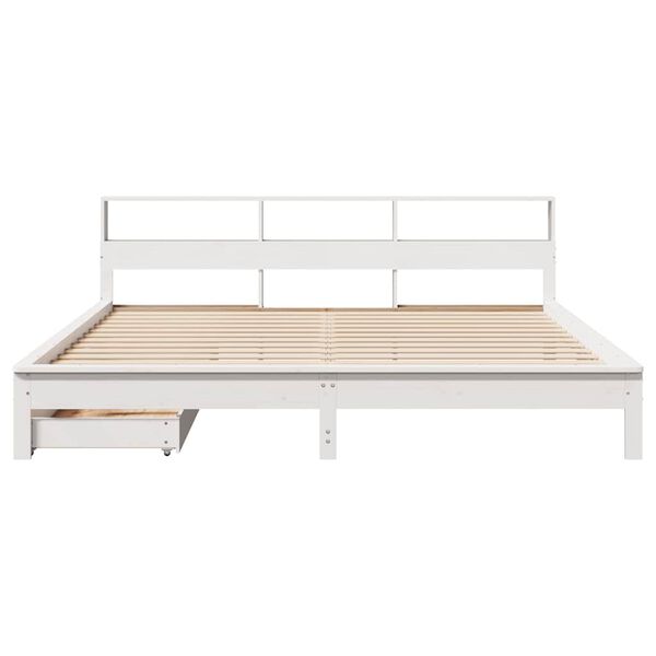 vidaXL Bookcase Bed without Mattress White 180x200 cm Super King Solid Wood Pine