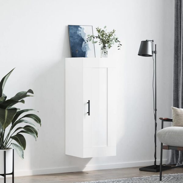 vidaXL Wall Mounted Cabinet High Gloss White 34.5x34x90 cm Engineered Wood