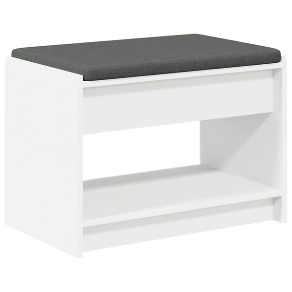vidaXL Hall Bench White 63 x 38 x 45 cm Engineered Wood and Fabric