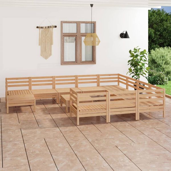 vidaXL 12 Piece Garden Lounge Set Solid Wood Pine