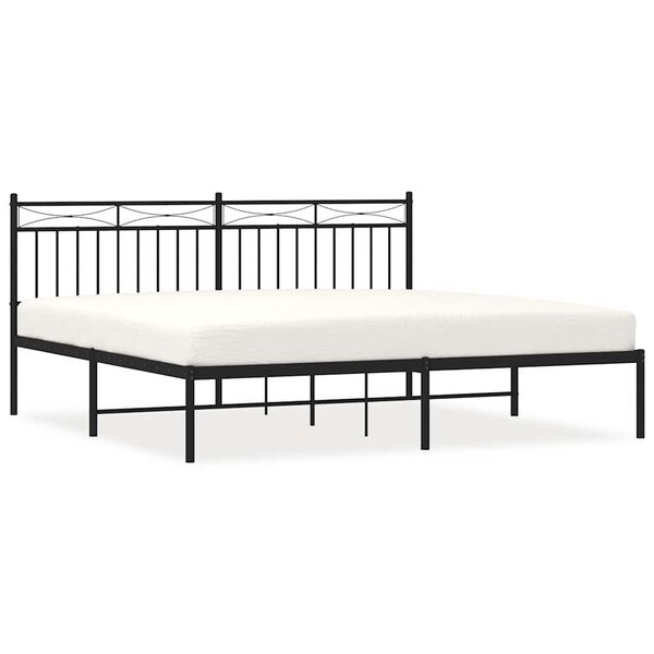 vidaXL Metal Bed Frame without Mattress with Headboard Black 183x213cm