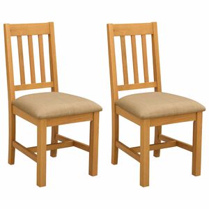 vidaXL Dining Chair VENLO 2 pcs Solid Oak Wood Beige 45 x 53 x 92 cm