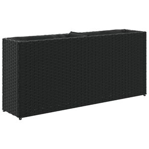 vidaXL Garden Planter with 2 Pots Black 90x20x40 cm Poly Rattan