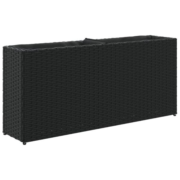 vidaXL Garden Planter with 2 Pots Black 90x20x40 cm Poly Rattan