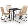 vidaXL 5 Piece Outdoor Dining Set Poly Rattan and Glass