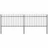 vidaXL Garden Fence with Spear Top Steel 337x100 cm Black