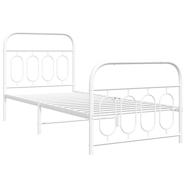 vidaXL Metal Bed Frame without Mattress with Footboard White 90x200cm