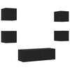 vidaXL 5 Piece TV Wall Cabinets with LED Lights Black