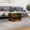 vidaXL Coffee Table with LED Lights Smoked Oak 50x50x40 cm