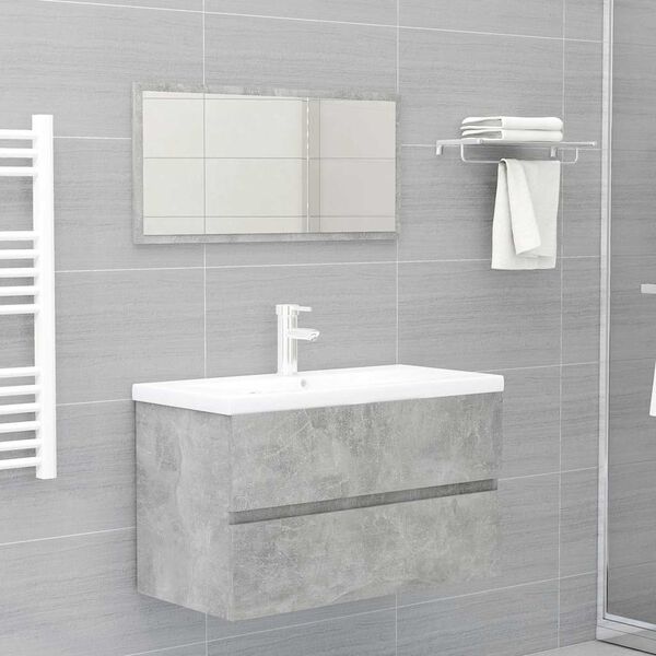 vidaXL 2 Piece Bathroom Furniture Set Concrete Grey Engineered Wood