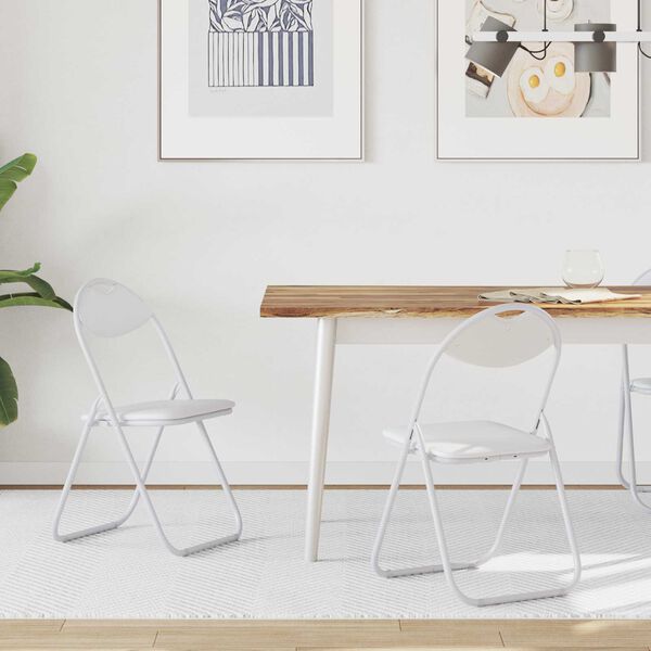 vidaXL Folding Chair 2 pcs White 48 x 43.5 x 81 cm Faux Leather