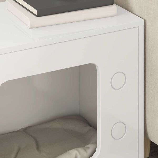 vidaXL Cat House Gloss White 51 x 30 x 52 cm Engineered Wood