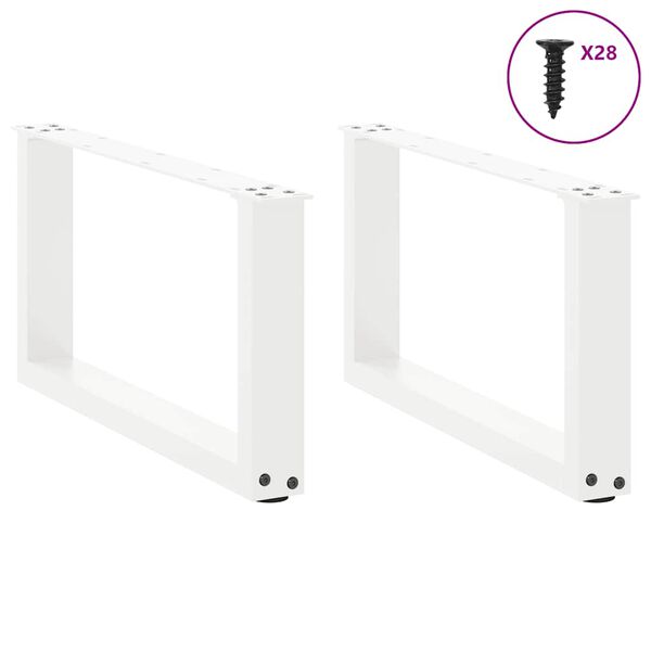 vidaXL Coffee Table Legs U-Shaped 2 pcs White 70x(30-31) cm Steel