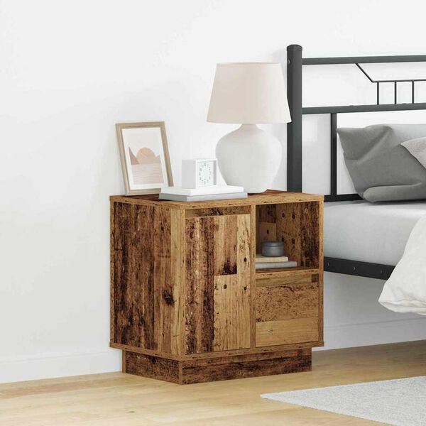 vidaXL Bedside Cabinet with Drawer 2 pcs Old Wood 50 x 34.5 x 50 cm