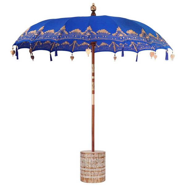vidaXL Balinese Parasol Blue 215 x 215 x 260 cm Cotton and solid wood