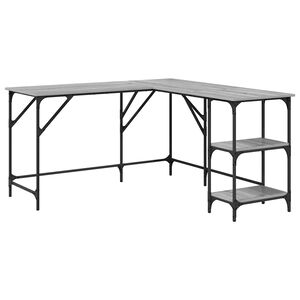 vidaXL Desk Grey Sonoma 139x139x75 cm Engineered Wood