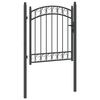 vidaXL Fence Gate with Lock Grey 125 x 100 cm Powder-coated steel