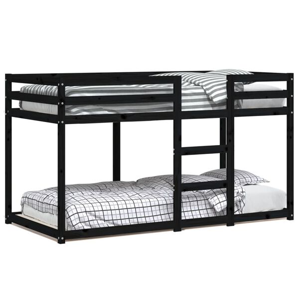vidaXL Bunk Bed without Mattress Black 90x190 cm Single Solid Wood Pine