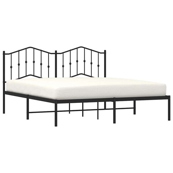 vidaXL Metal Bed Frame without Mattress with Headboard Black 183x213cm