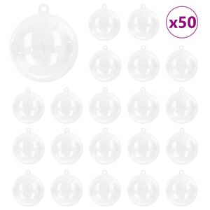 vidaXL Christmas Bauble Set 50 pcs LEDs Transparent &Oslash; 5 cm Plastic