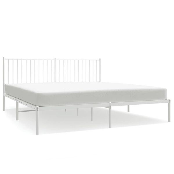 vidaXL Metal Bed Frame without Mattress with Headboard White 183x213cm