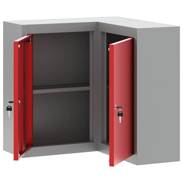 vidaXL Tool Cabinet Red and grey 55 x 55 x 55 cm Powder-coated steel