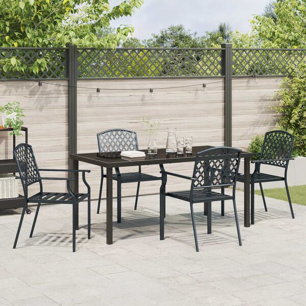 vidaXL Garden Dining Set 5 pcs Anthracite Powder-Coated Steel