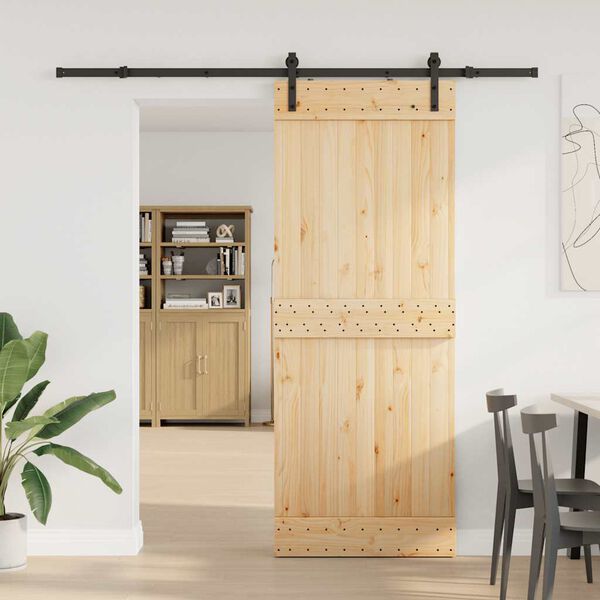 vidaXL Sliding Door with Hardware Set 80x210 cm Solid Wood Pine