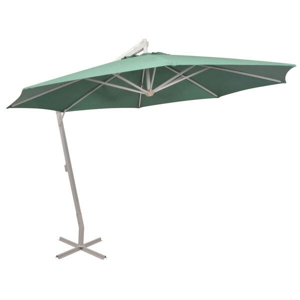 vidaXL Hanging Garden Parasol 350 cm Green Aluminium Pole