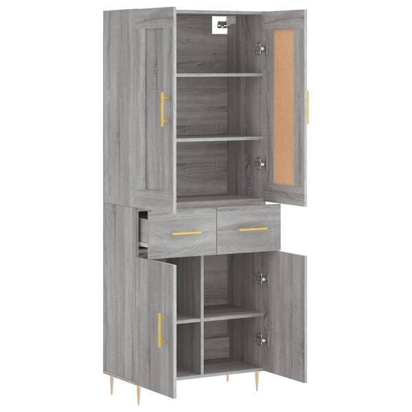 vidaXL Highboard Grey Sonoma 69.5x34x180 cm Engineered Wood