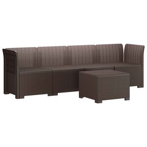 vidaXL 4-Seater Garden Sofa Rattan Look PP Brown
