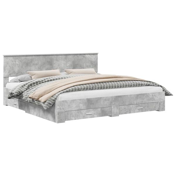 vidaXL Bed Frame Concrete Grey 200 x 200 cm Engineered Wood