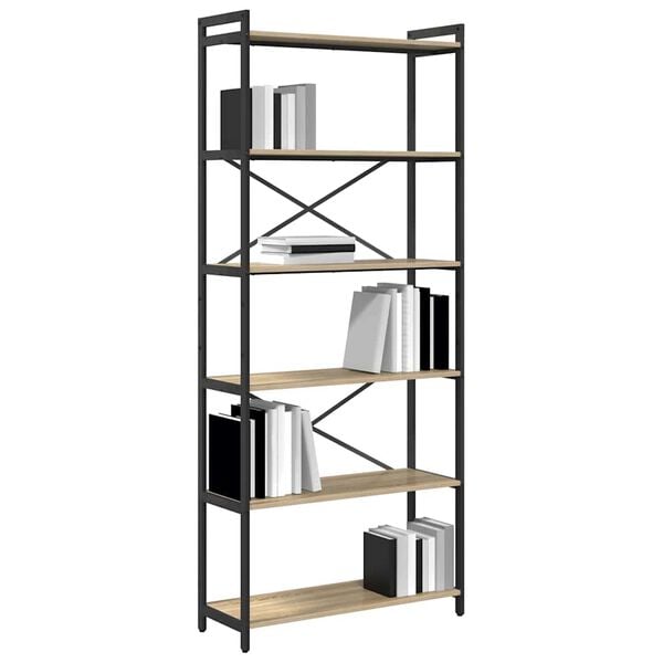 vidaXL Bookshelf Sonoma Oak 80 x 30 x 190 cm Engineered Wood