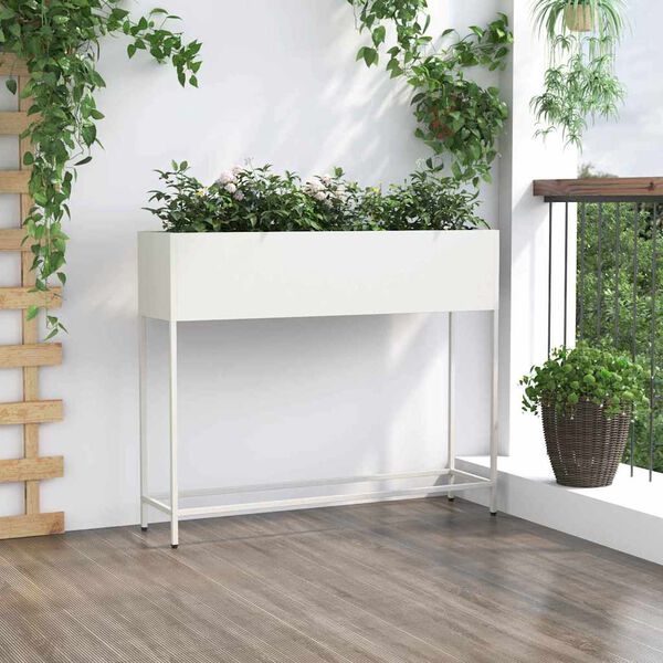 vidaXL Raised Garden Planter White 100 x 26 x 82 cm Steel