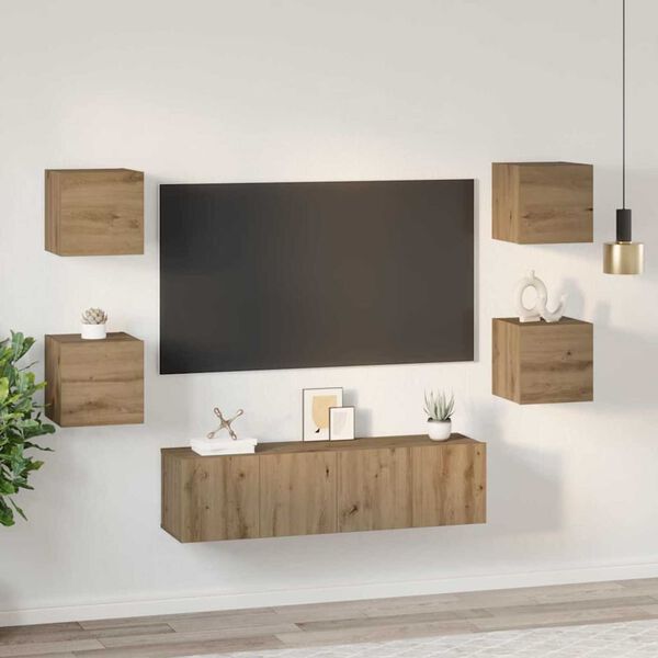 vidaXL TV Cabinet Set Wall-mounted 6 pcs Artisan Oak Engineered Wood