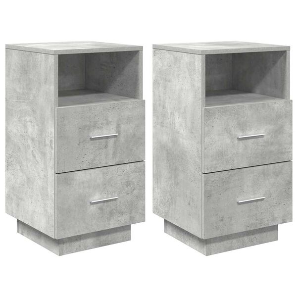 vidaXL Bedside Cabinets 2 pcs with 2 Drawers Concrete Grey 36x36x68 cm