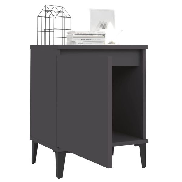 vidaXL Bed Cabinets with Metal Legs Grey 40x30x50 cm