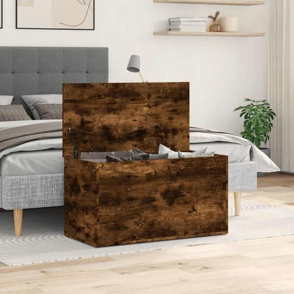 vidaXL Storage Chest Smoked Oak 84x42x46 cm Engineered Wood