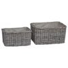 vidaXL Firewood Basket 2 pcs Grey Lacak Rattan