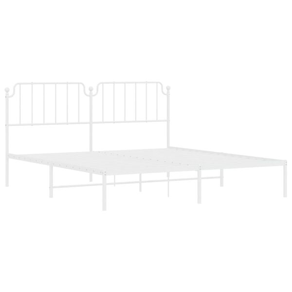 vidaXL Metal Bed Frame without Mattress with Headboard White 180x200cm