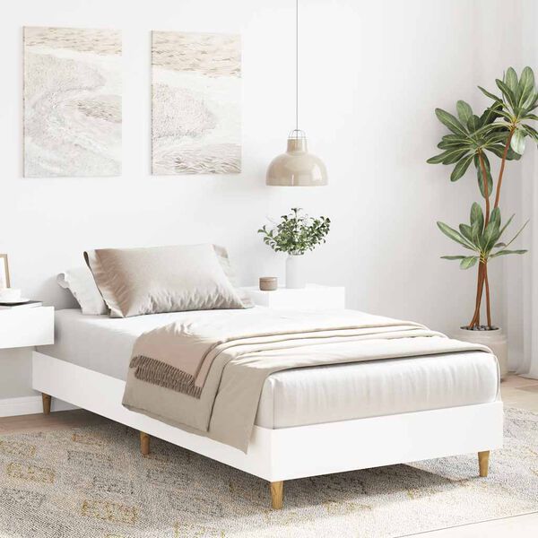 vidaXL Bed Frame No Mattress White 90x200 cm Engineered Wood